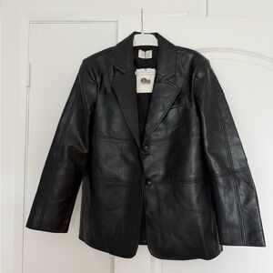 DISSH Monty Black Faux Leather Blazer
